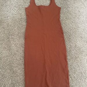 Forever 21 Brown and Orange Bodycon Midi Dress